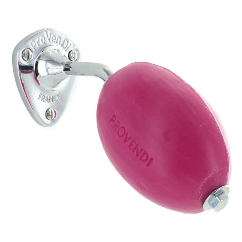 Drehseife rosa mit Wandseifenhalter Chrom