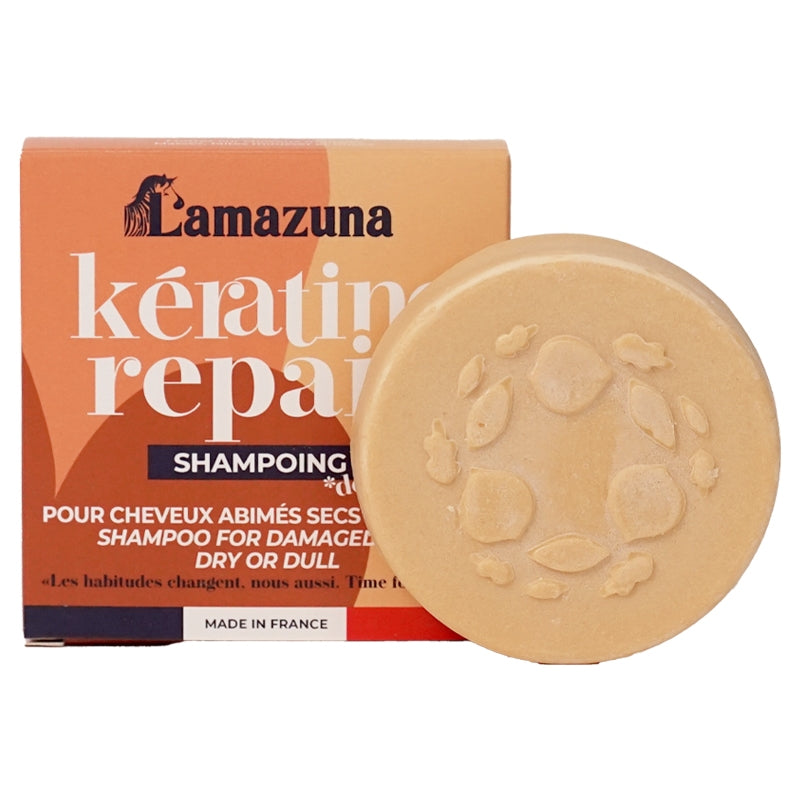 Lamazuna - Shampooing solide cheveux abîmés kératine végétale 70ml