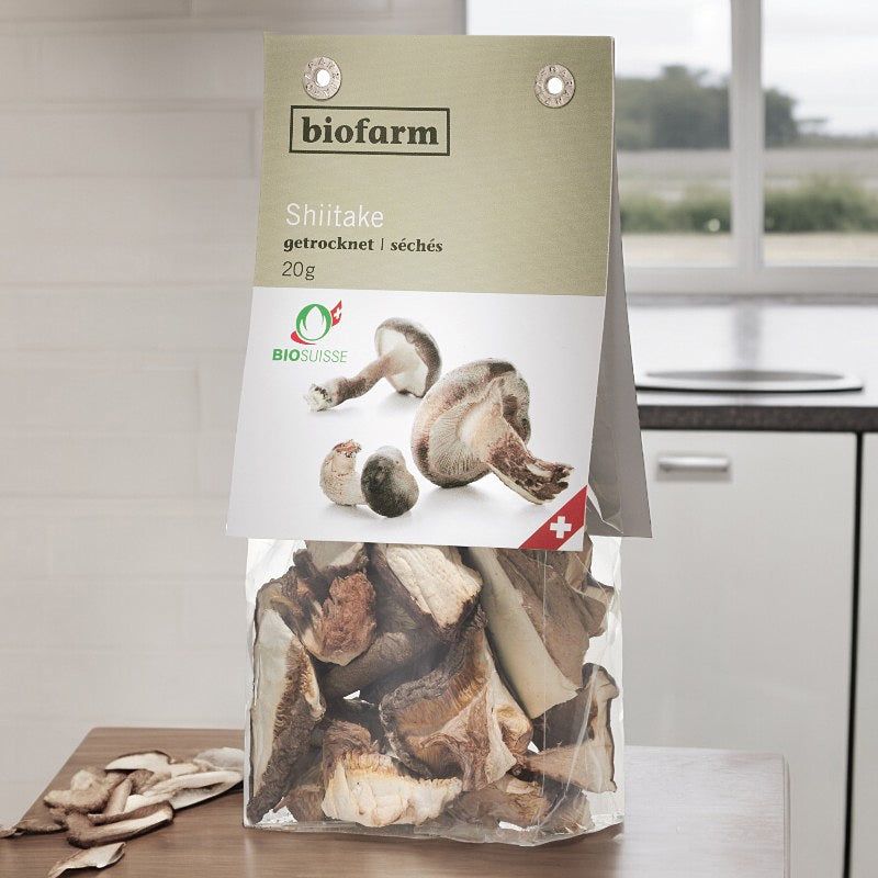 Biofarm - Bio-Shiitake-Pilze aus der Schweiz (getrocknet) 20g