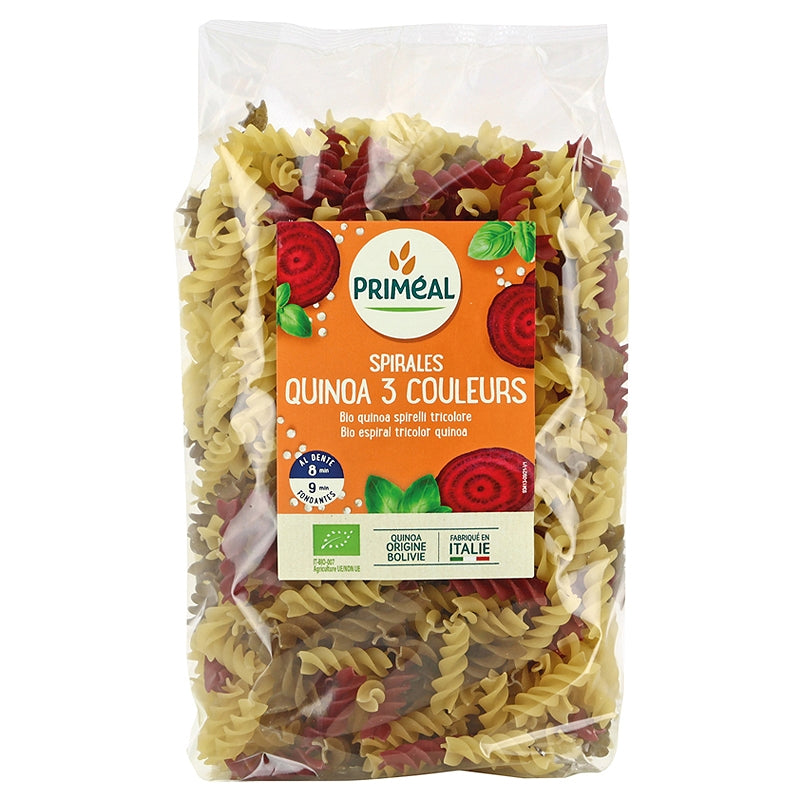 Bio-Weizen- und Quinoa-Spiralen in drei Farben - 500 g - Priméal
