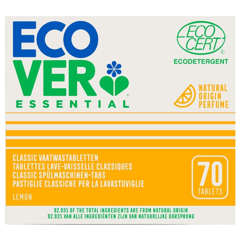 Ecover - Tablettes lave-vaisselle classiques citron écologiques 70 tablettes, 1,4kg