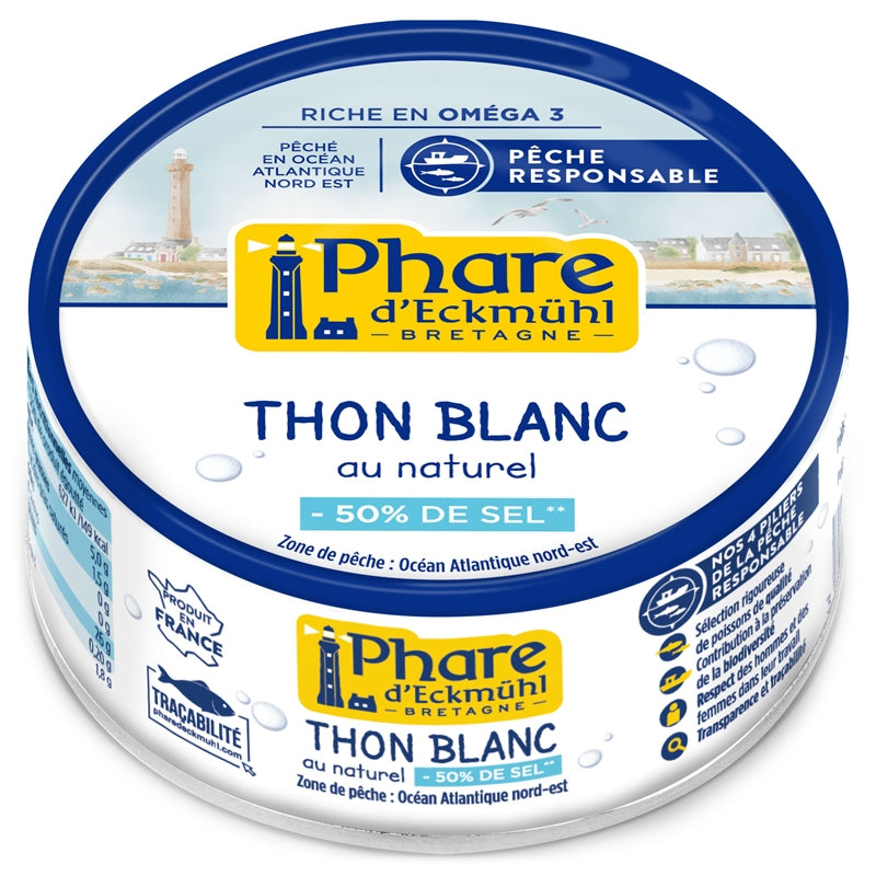 Phare d'Eckmühl - Thon blanc au naturel à teneur réduite en sel 160g