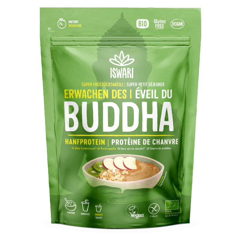 Iswari - Petit déjeuner cru éveil du bouddha protéine de chanvre BIO 360g