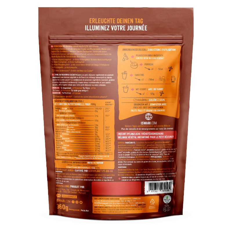 Iswari - Petit déjeuner cru cacao cru BIO 360g