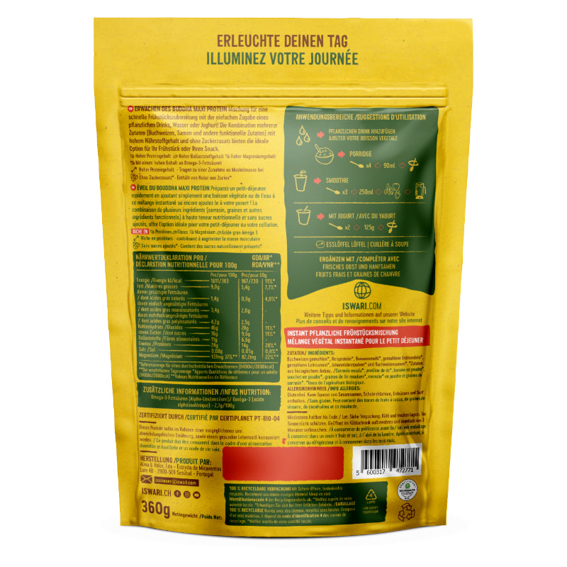 Iswari - Petit déjeuner cru maxi protéines BIO 360g