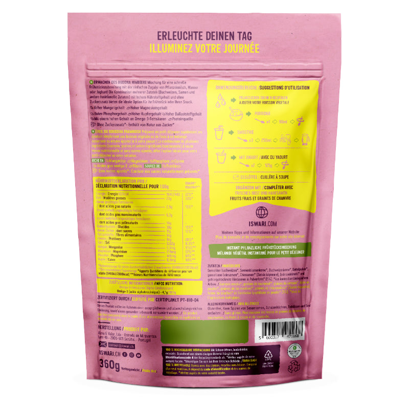 Iswari - Petit déjeuner cru framboise BIO 360g