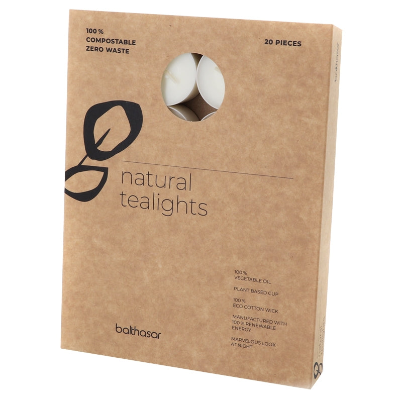 Balthasar - 20 Bougies chauffeplat blanches avec support en cire de colza 40 x 21 mm
