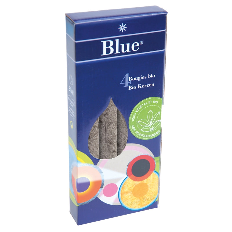 Blue - 4 Bougies chandeliers grises en stéarine BIO 2 x 20 cm