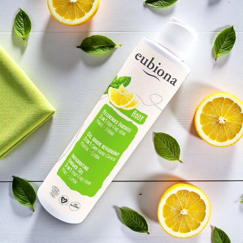 Eubiona - Gel douche revigorant 3 en 1 menthe & citron BIO - 200ml