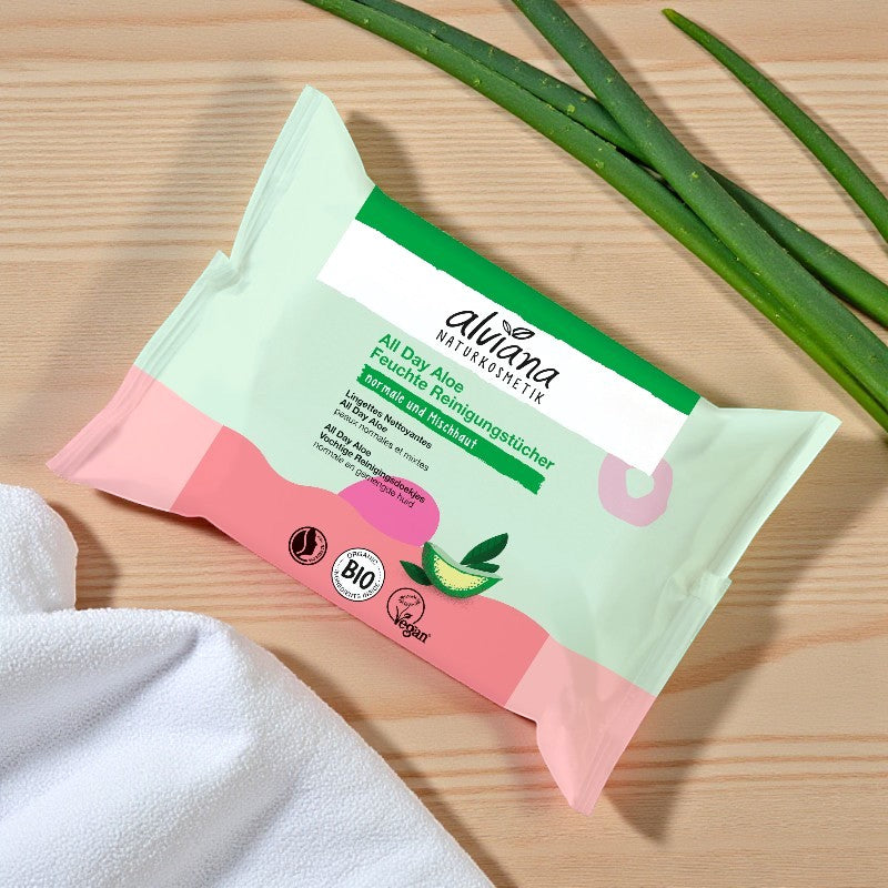 Alviana - Lingettes nettoyantes all day aloe vera 25 pièces