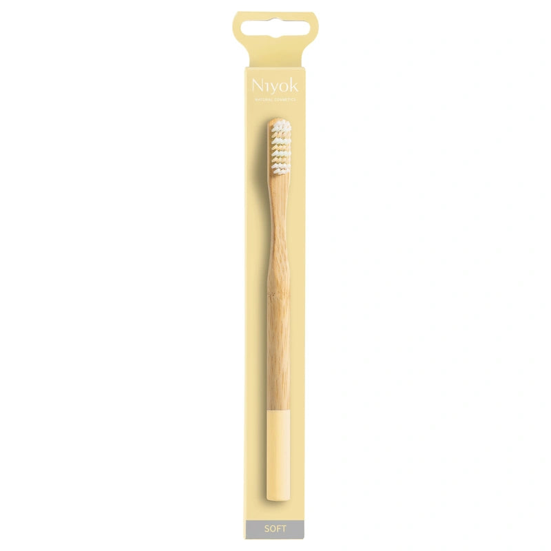 Brosse à dents en bambou jaune souple