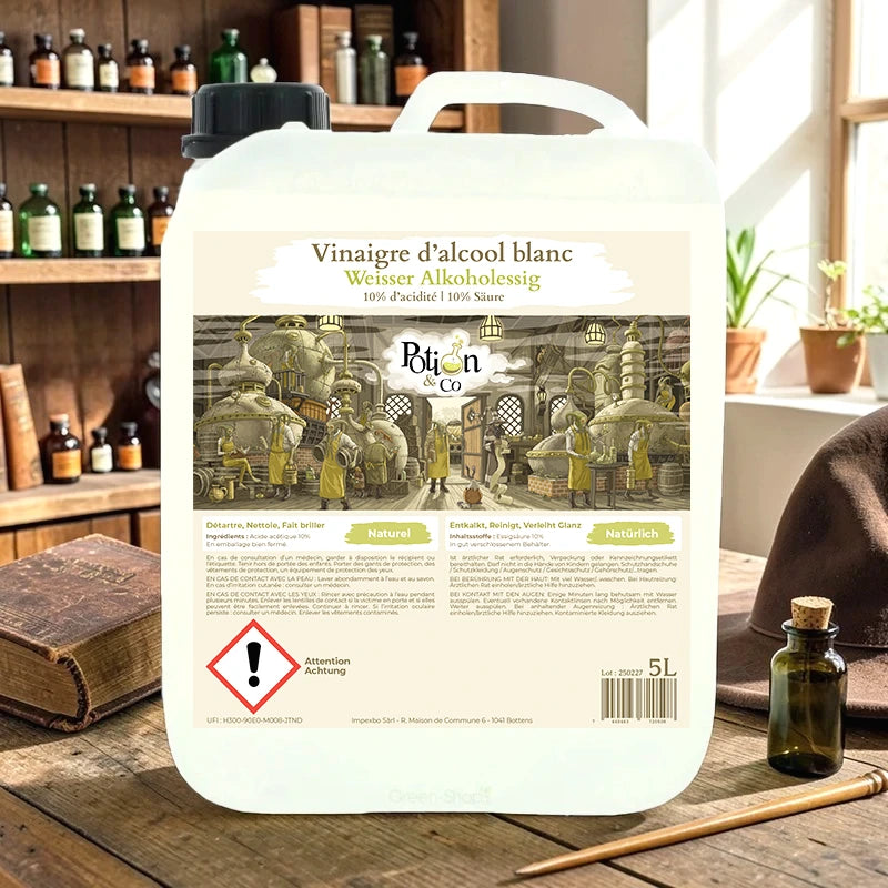 Vinaigre d'alcool blanc naturel 10° - 5 L - Potion & Co