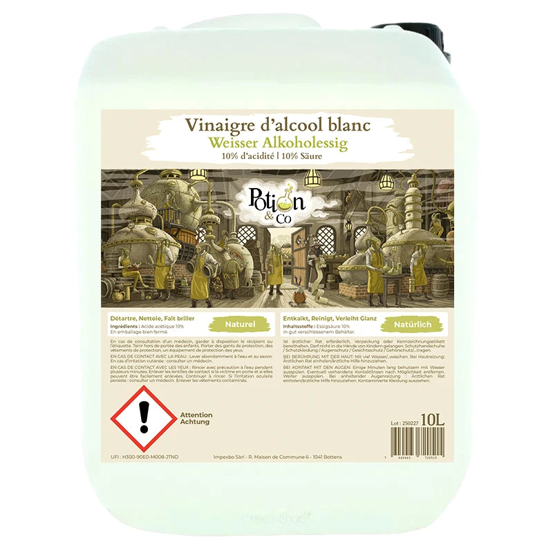 Vinaigre d'alcool blanc naturel 10° - 10 L - Potion & Co