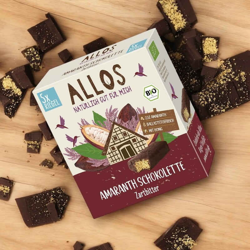 Allos - Barres d'amarante au chocolat noir BIO 140g