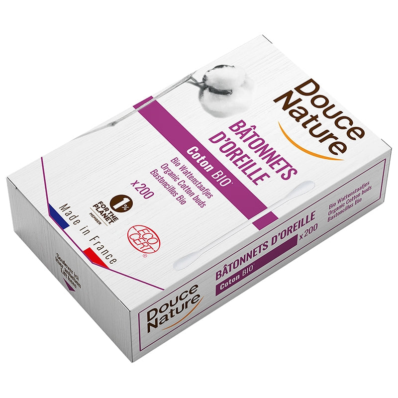 Douce Nature - Bâtonnets d'oreilles en coton BIO 200 pièces