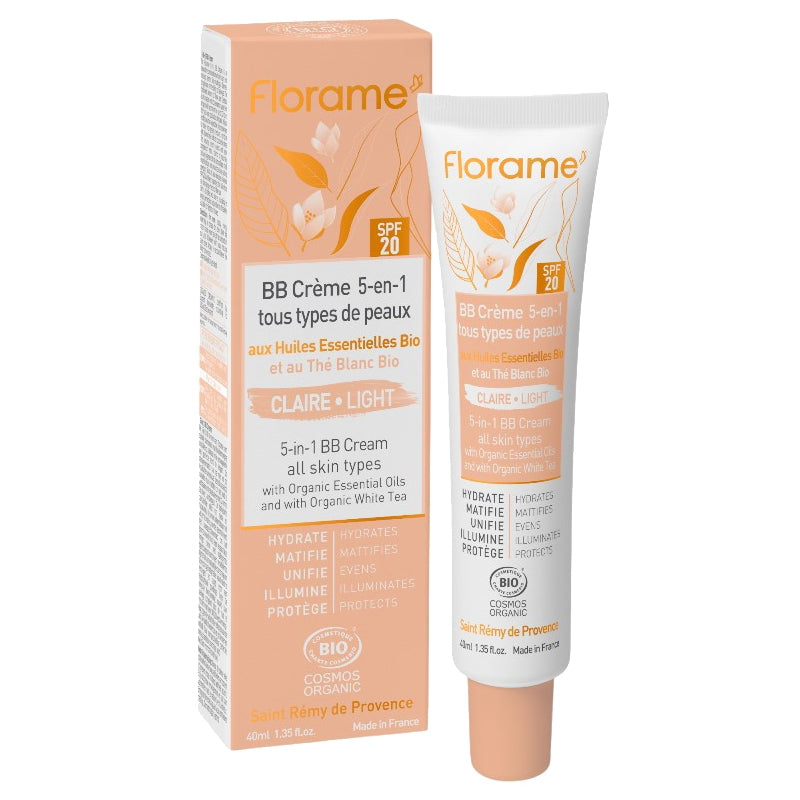 Florame - BB Cream 5-in-1 Farbton hell LSF 20 Weißer Tee BIO 40ml
