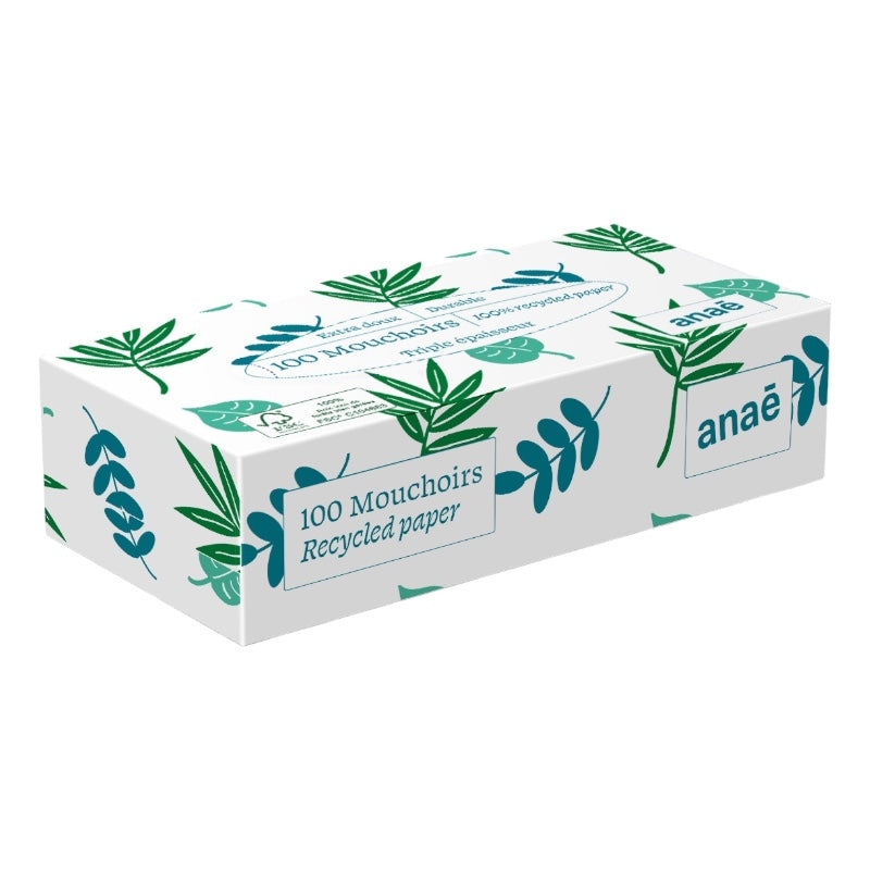 Anaé - Schachtel mit 100 Taschentüchern aus Recyclingfasern