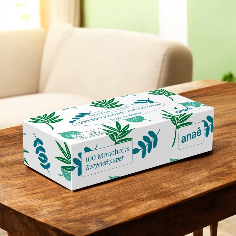 Anaé - Boîte 100 mouchoirs en fibres recyclées