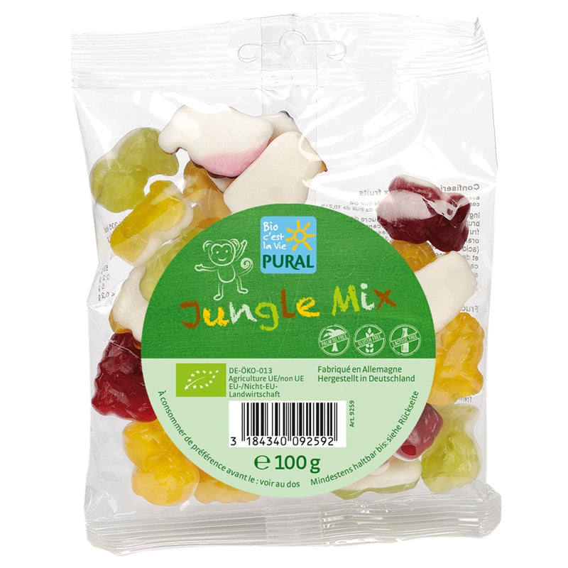 Bio-Fruchtbonbons mit Gelatine - Dschungelmix - 100 g - Pural