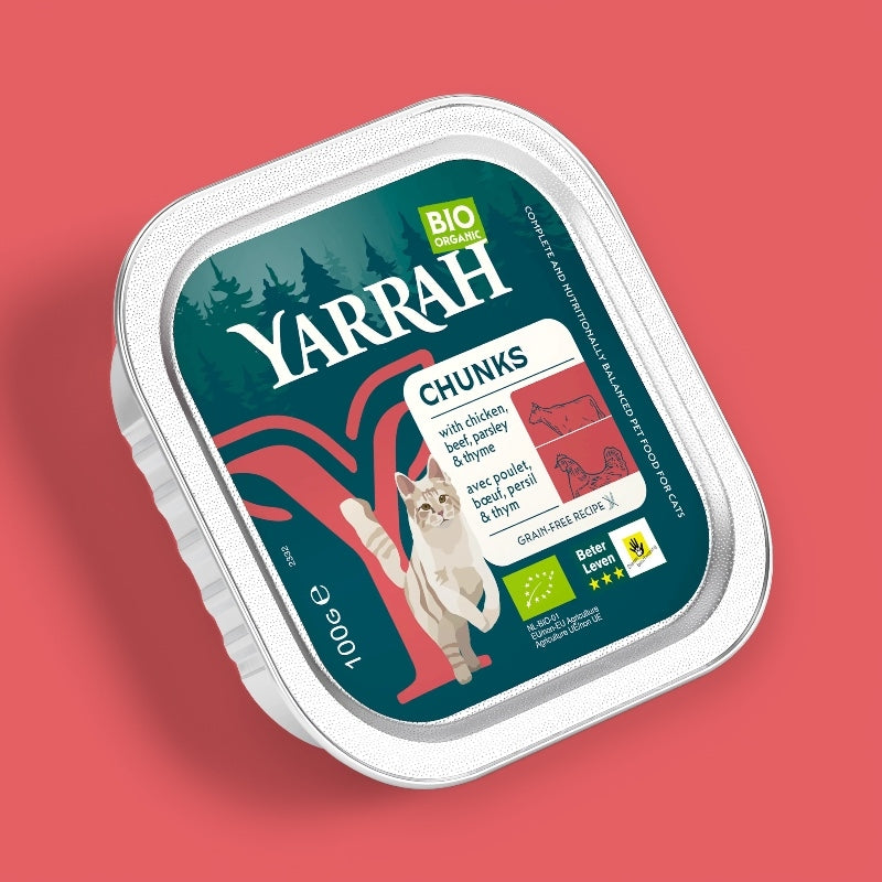 Bio-Hühnchen- und Rindfleisch-Katzenfutter in Soße - 100 g - Yarrah