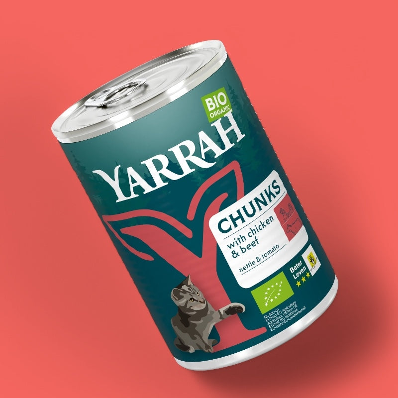 Bio-Hühnchen- und Rindfleisch-Katzenhappen in Soße - 405 g - Yarrah