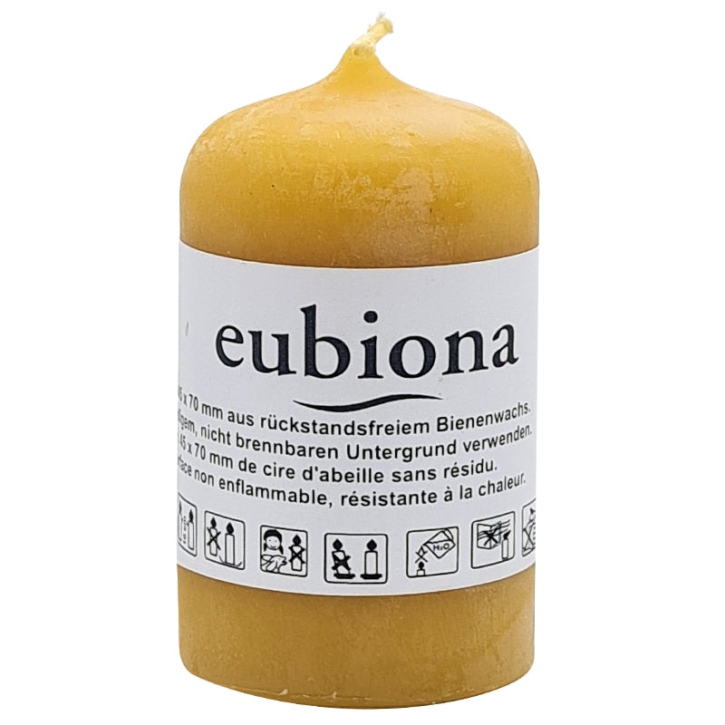 Eubiona - Bougie cylindrique en cire d'abeille naturelle 45 x 70 mm 1 pièce