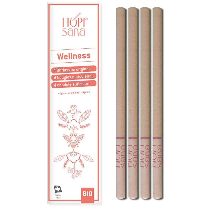 HOPIsana - Bougies auriculaires roses BIO Wellness 4 pièces