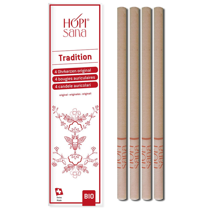 HOPIsana - Bougies auriculaires rouges BIO Tradition 4 pièces