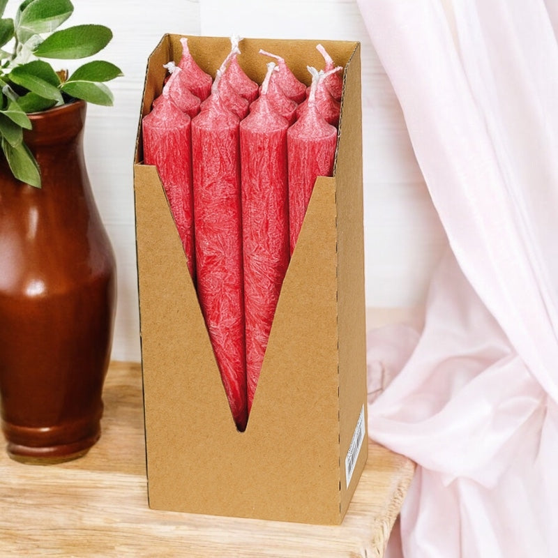 Eubiona - Bougies chandeliers rouges en stéarine BIO 22 x 210 mm 12 pcs 12 pièces