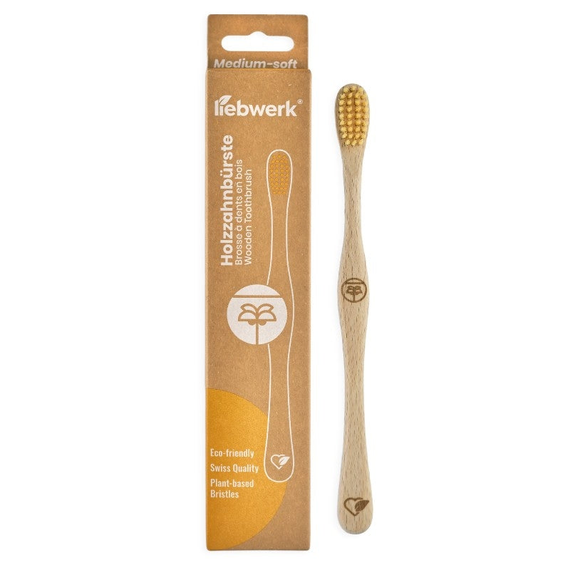 Liebwerk - Brosse à dents en bois "palmier" MediumSoft Ricine