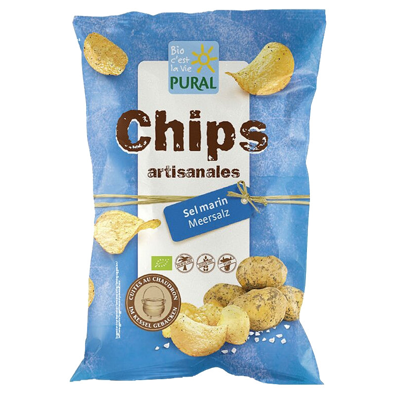 Bio-Kartoffelchips mit Meersalz - 120 g - Pural
