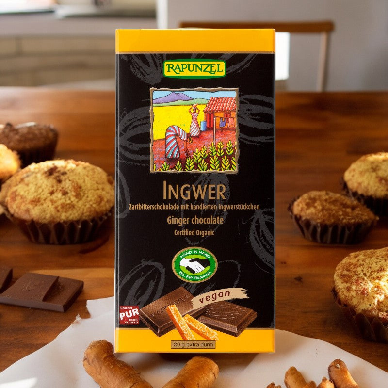 Bio-Zartbitterschokolade mit Ingwer - 80 g - Rapunzel