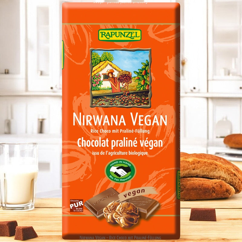 Chocolat vegan fourré au praliné Nirwana BIO