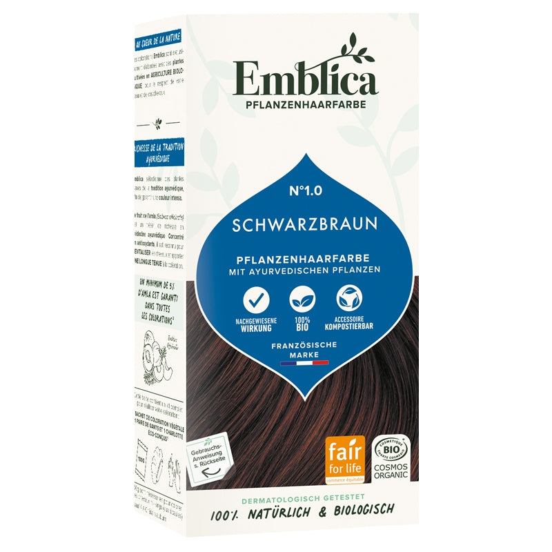 Emblica - Coloration végétale BIO N°1.0 noir profond 100g