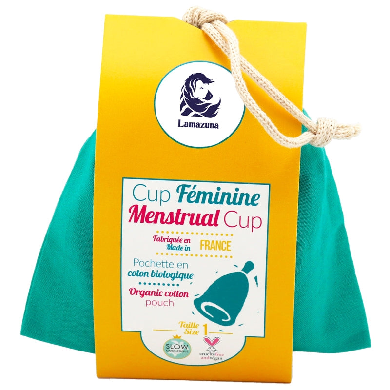 Lamazuna - Menstruationstasse mit grünem Täschchen Größe 1
