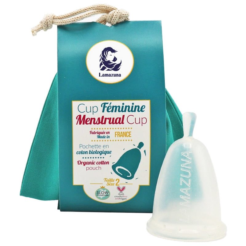 Lamazuna - Coupe menstruelle Taille 2 - silicone médical, pochette verte intégrée