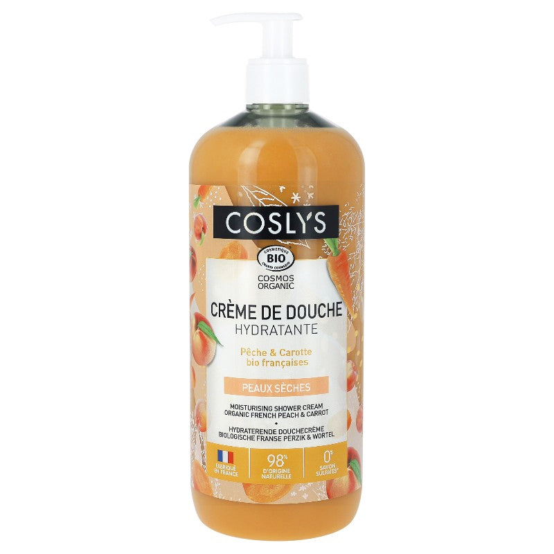 Coslys - Crème de douche hydratante BIO pêche & carotte 1l