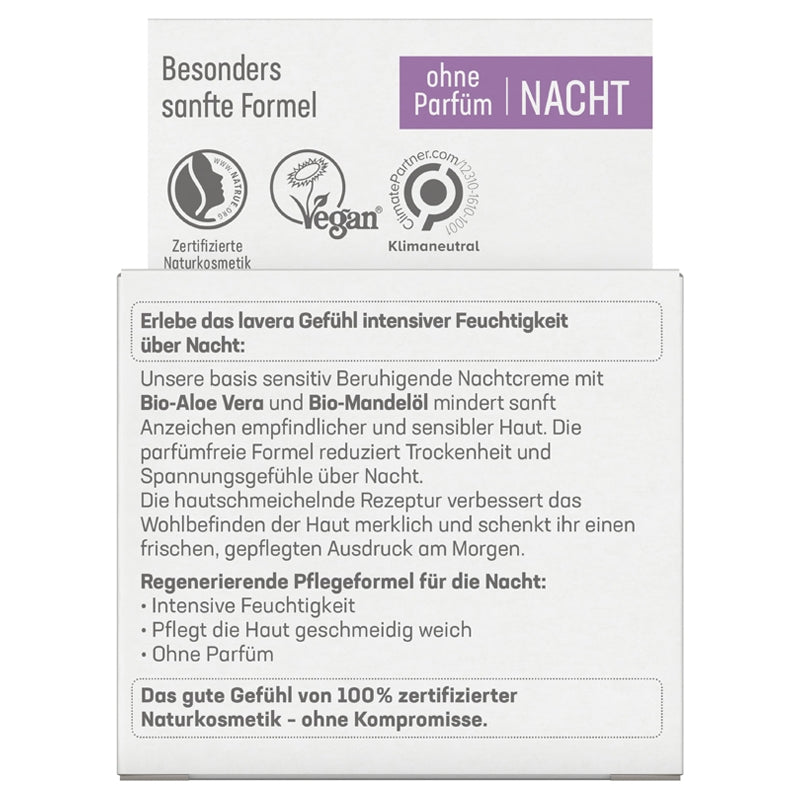 Lavera - Crème de nuit apaisante BIO aloe vera & amande 50ml
