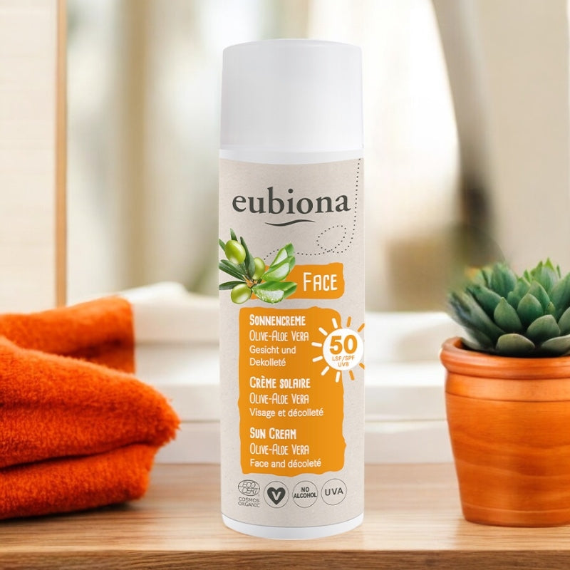Eubiona - Crème solaire visage & décolleté BIO IP 50 olive & aloe vera 50ml