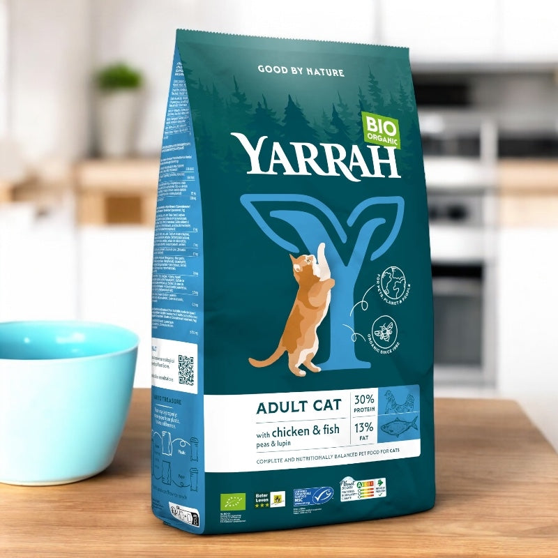 Bio-Katzenfutter mit Huhn, Fisch und Getreide - 800 g - Yarrah