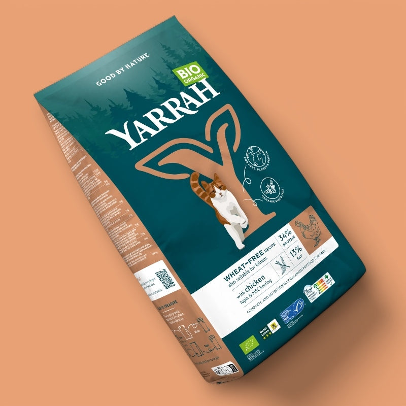 Bio-Katzenfutter mit Huhn und Fisch, weizenfrei - 2,4 kg - Yarrah