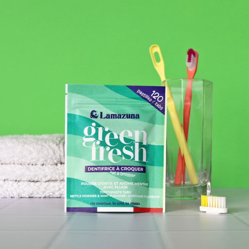 Lamazuna - Dentifrice à croquer BIO ortie & menthe avec fluor 120 pastilles