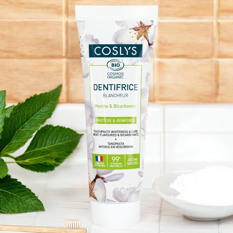 Coslys - Dentifrice blancheur BIO menthe & bicarbonate sans fluor 75ml