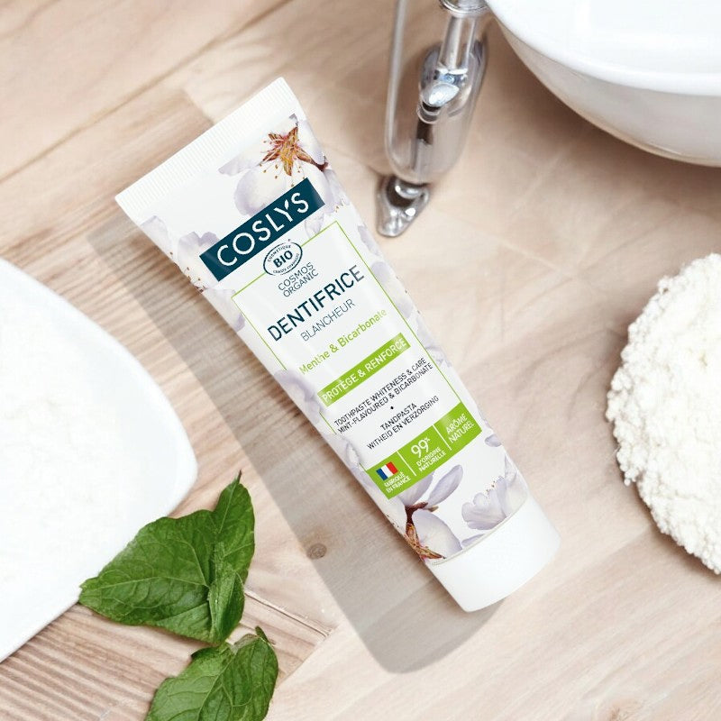 Coslys - Dentifrice blancheur BIO menthe & bicarbonate sans fluor 75ml