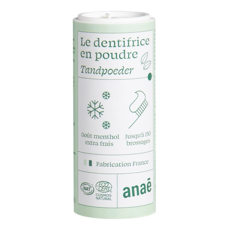 Anaé - Dentifrice en poudre BIO menthol extrafrais sans fluor 40g
