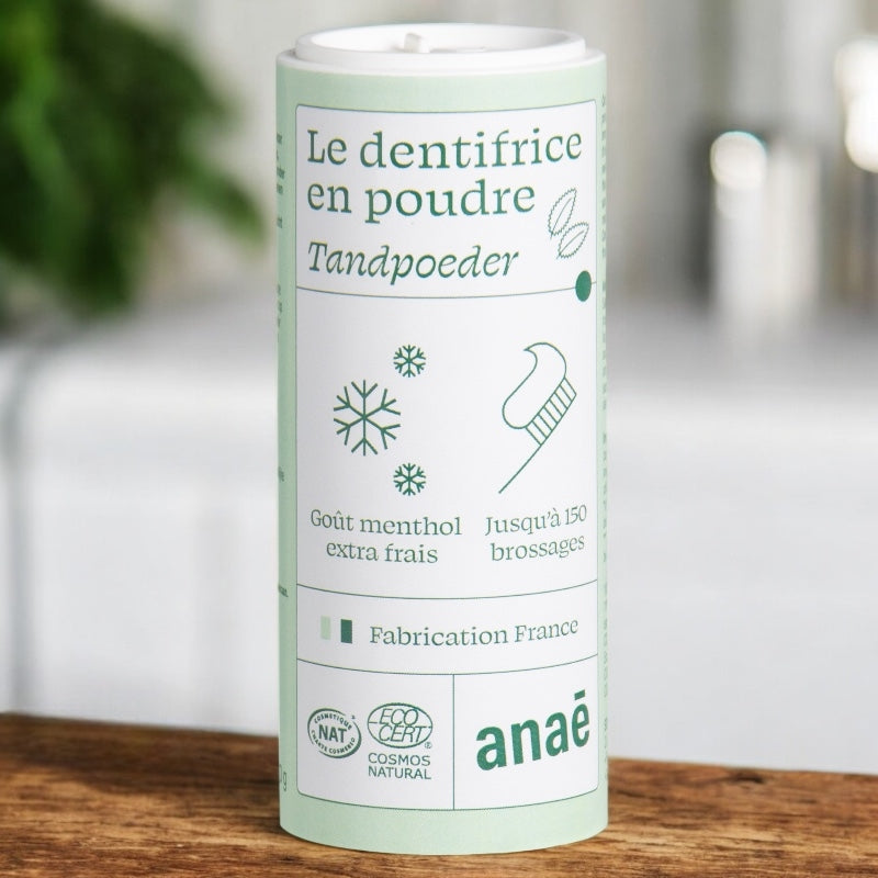 Anaé - Dentifrice en poudre BIO menthol extrafrais sans fluor 40g