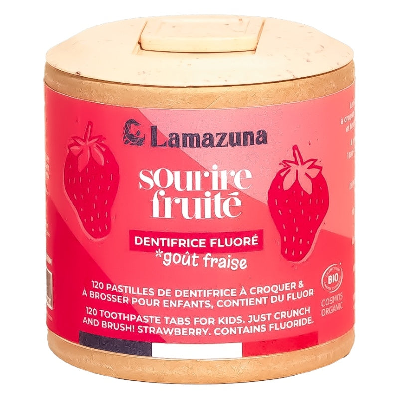 Lamazuna - Dentifrice enfant à croquer BIO fraise avec fluor 120 pièces