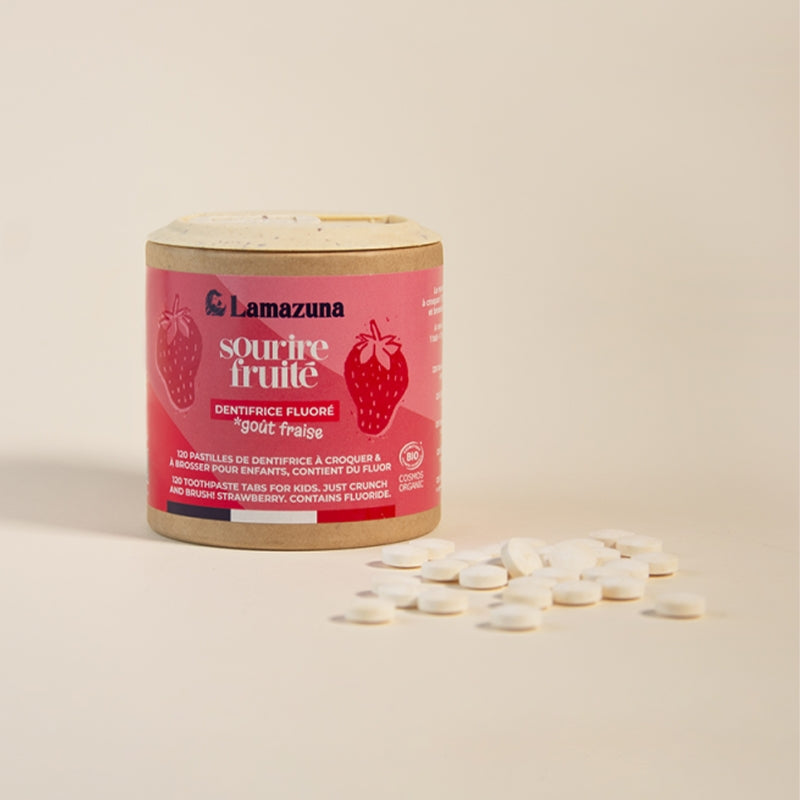 Lamazuna - Dentifrice enfant à croquer BIO fraise avec fluor 120 pièces
