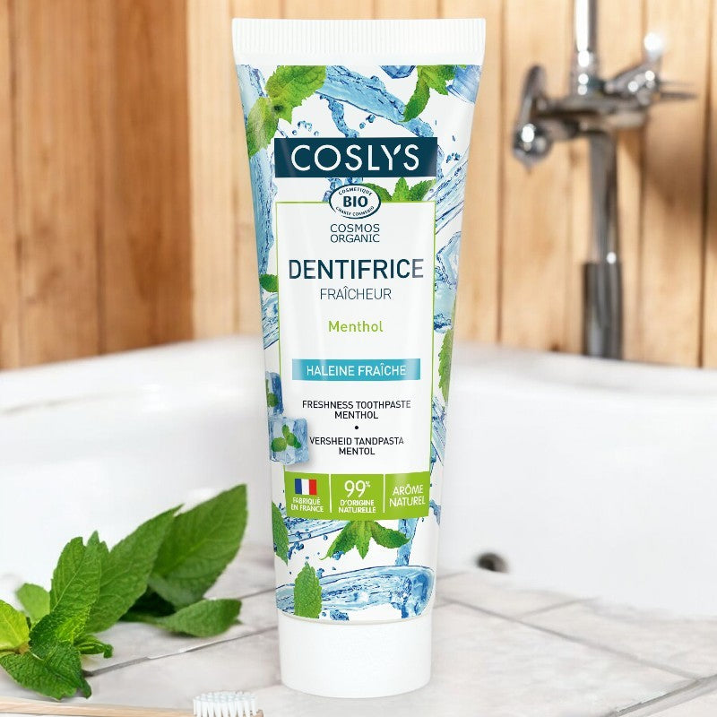 Coslys - Dentifrice fraîcheur BIO menthol sans fluor 100g