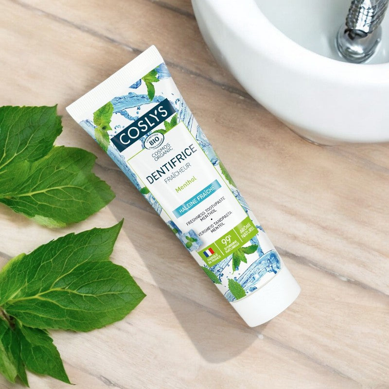 Coslys - Dentifrice fraîcheur BIO menthol sans fluor 100g